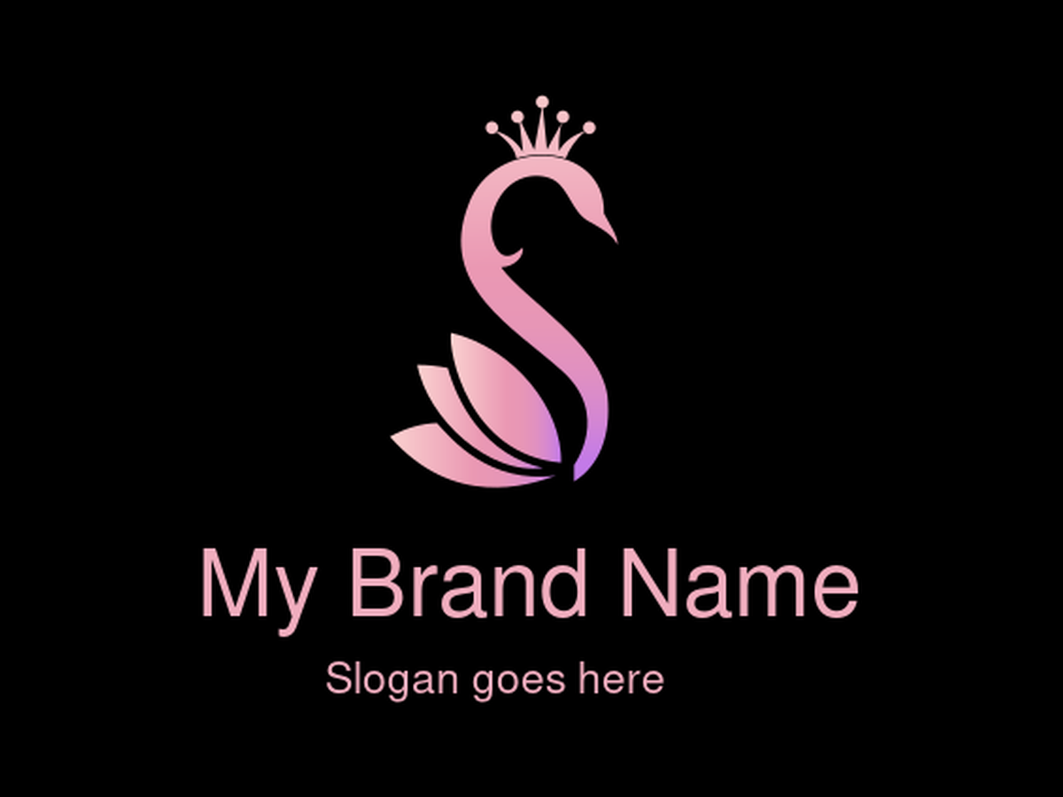 Elegant Pink Swan with Crown Logo Design for Luxury Beauty and Fashion Brands